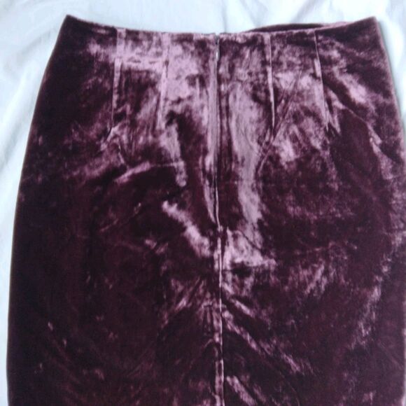 New Loft Velvet Twist Shift Skirt Purple Zip Closure Womens Size 4 - Picture 7 of 8